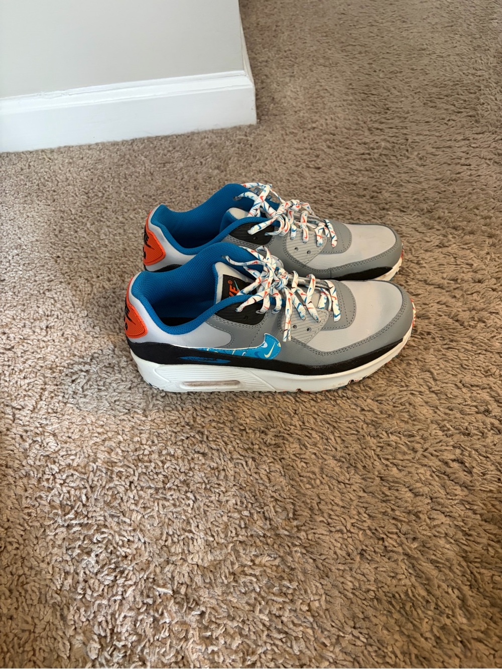 Nike Air Max 90 Grey Multi Swoosh Sneakers 5.5Y/ Women’s 7.